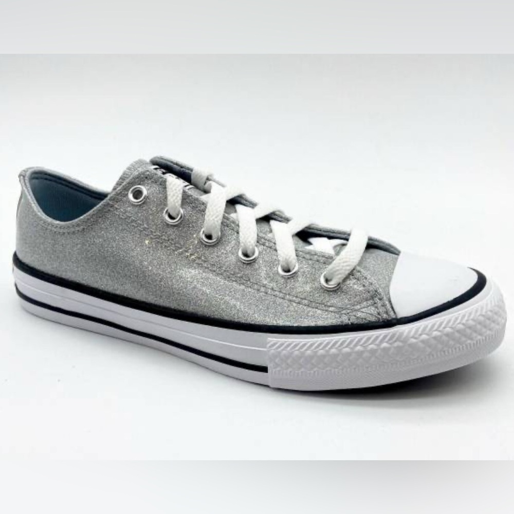 Converse All Star Slip On Canvas Sneaker Shoes Silver glitter Junior 4